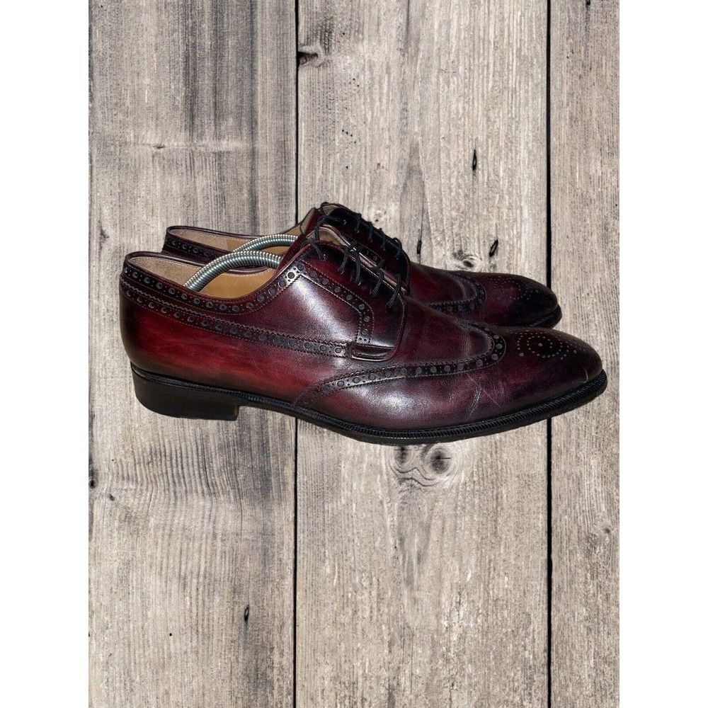 Magnanni Wingtip Oxford Leather Shoes Mens Size 11.5M Burgundy 15884 Style